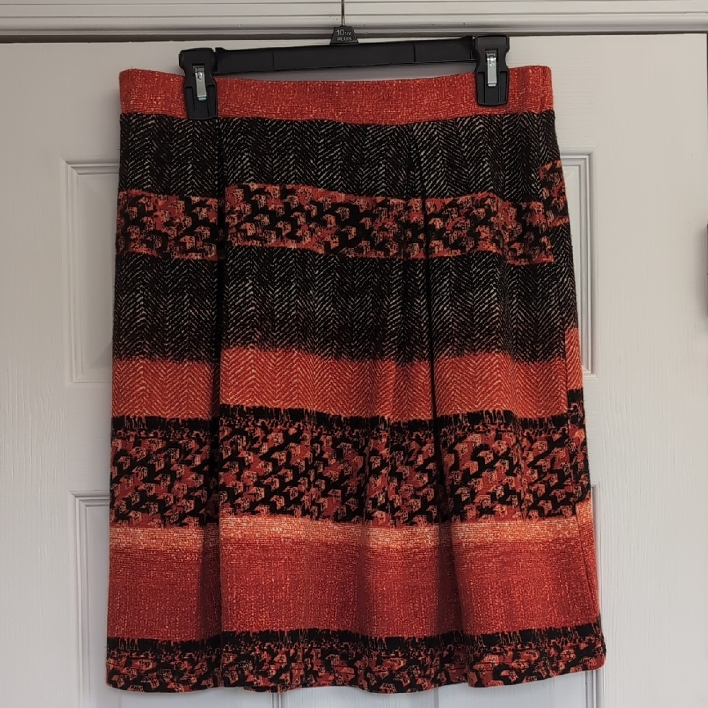 Aryeh A-Line Skirt in Orange and Black Large